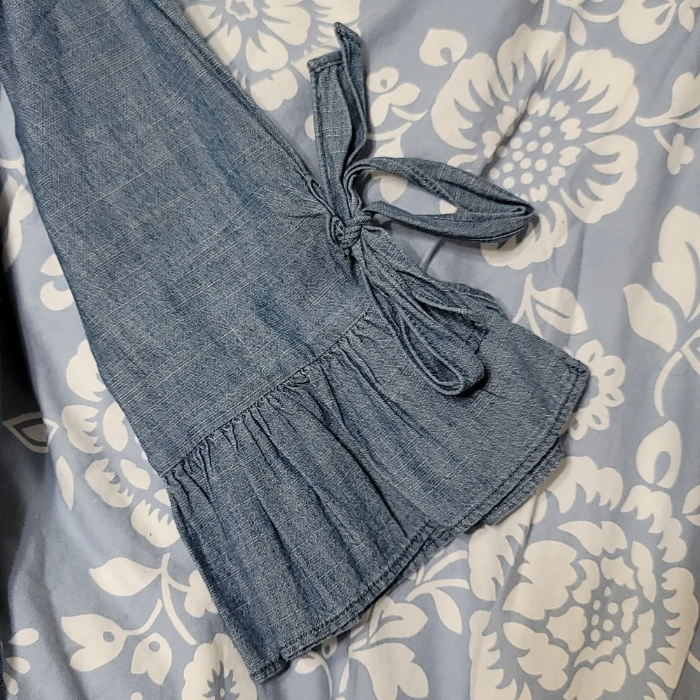 NWT! J.Crew factory chambray ruffle sleeve sheath dress - Picture 3 of 7